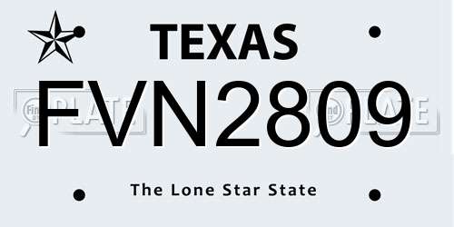 FVN2809 Texas License Plate