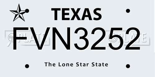 FVN3252 Texas License Plate