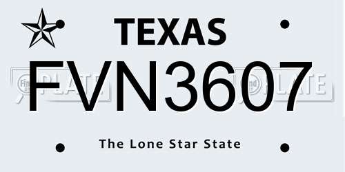 FVN3607 Texas License Plate