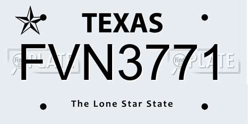 FVN3771 Texas License Plate