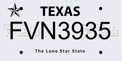 FVN3935 Texas License Plate