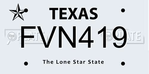 FVN419 Texas License Plate