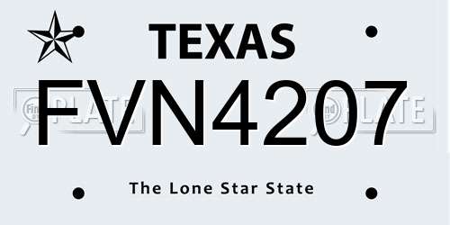 FVN4207 Texas License Plate