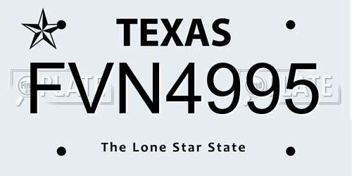 FVN4995 Texas License Plate