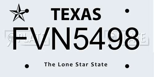 FVN5498 Texas License Plate
