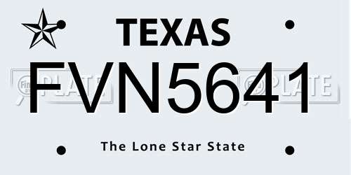 FVN5641 Texas License Plate