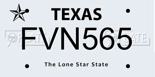 FVN565 Texas License Plate