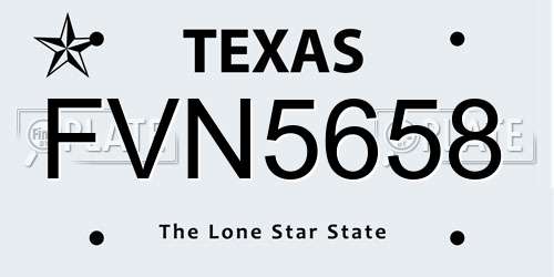 FVN5658 Texas License Plate