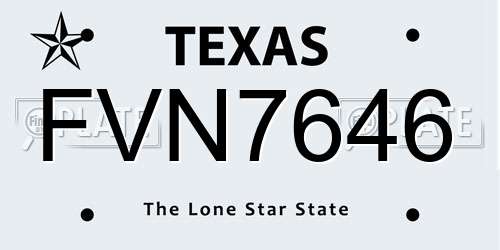 FVN7646 Texas License Plate