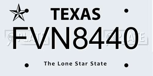 FVN8440 Texas License Plate