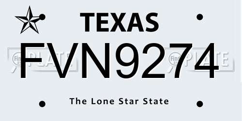FVN9274 Texas License Plate