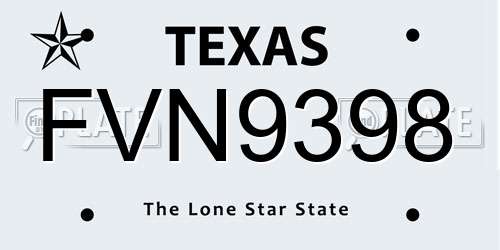 FVN9398 Texas License Plate