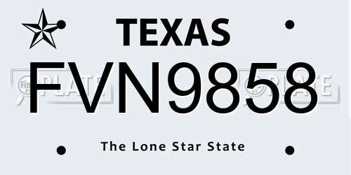 FVN9858 Texas License Plate