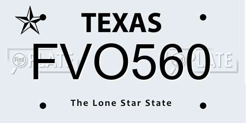 FVO560 Texas License Plate