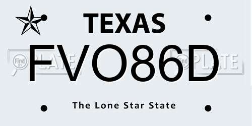 FVO86D Texas License Plate