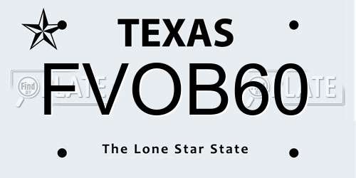 FVOB60 Texas License Plate