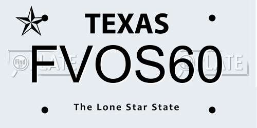 FVOS60 Texas License Plate