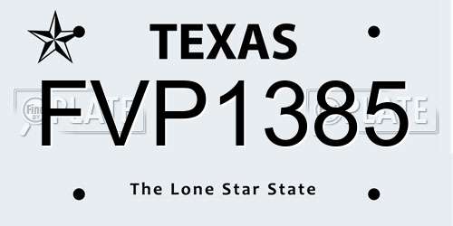 FVP1385 Texas License Plate