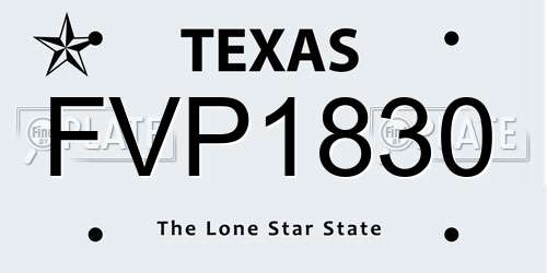 FVP1830 Texas License Plate
