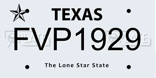 FVP1929 Texas License Plate