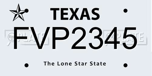 FVP2345 Texas License Plate