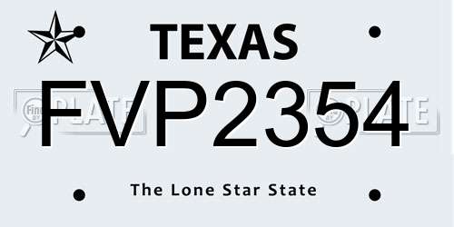 FVP2354 Texas License Plate