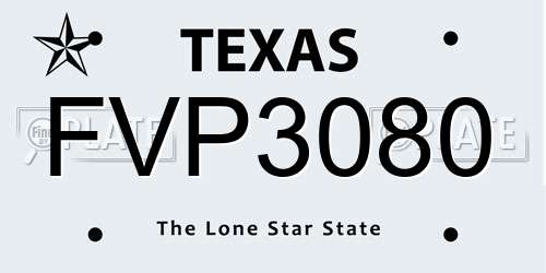 FVP3080 Texas License Plate