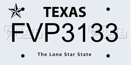 FVP3133 Texas License Plate