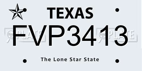 FVP3413 Texas License Plate
