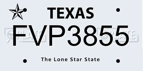 FVP3855 Texas License Plate
