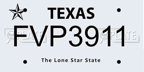 FVP3911 Texas License Plate