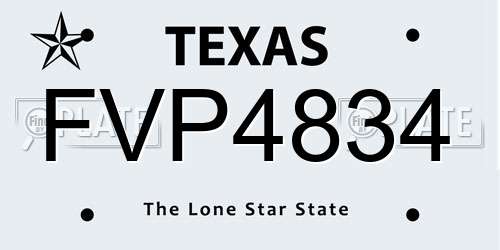 FVP4834 Texas License Plate