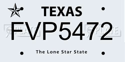 FVP5472 Texas License Plate