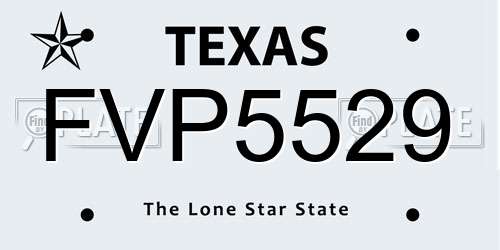 FVP5529 Texas License Plate