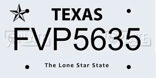 FVP5635 Texas License Plate