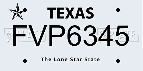 FVP6345 Texas License Plate