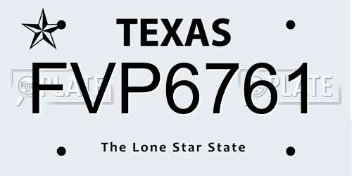 FVP6761 Texas License Plate