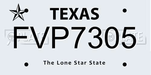 FVP7305 Texas License Plate