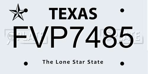 FVP7485 Texas License Plate
