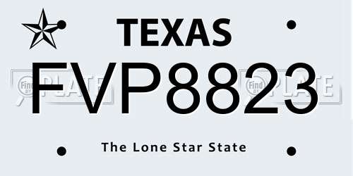 FVP8823 Texas License Plate
