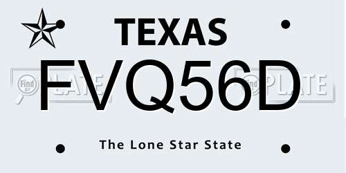 FVQ56D Texas License Plate