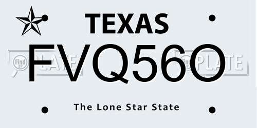 FVQ56O Texas License Plate