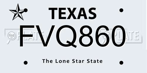 FVQ860 Texas License Plate