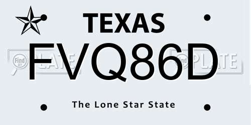 FVQ86D Texas License Plate