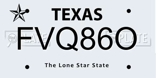 FVQ86O Texas License Plate