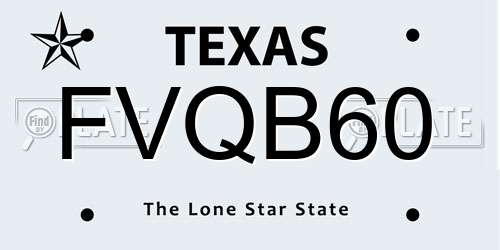 FVQB60 Texas License Plate