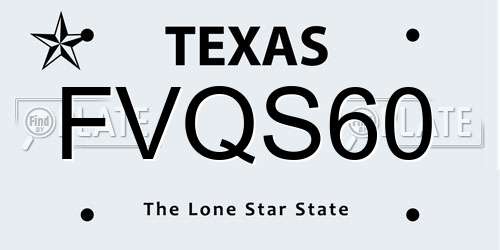 FVQS60 Texas License Plate