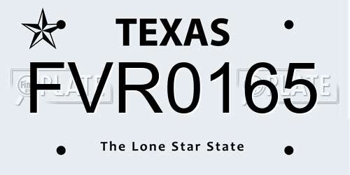 FVR0165 Texas License Plate