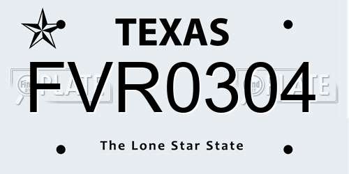 FVR0304 Texas License Plate