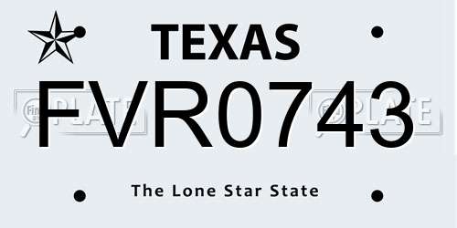 FVR0743 Texas License Plate